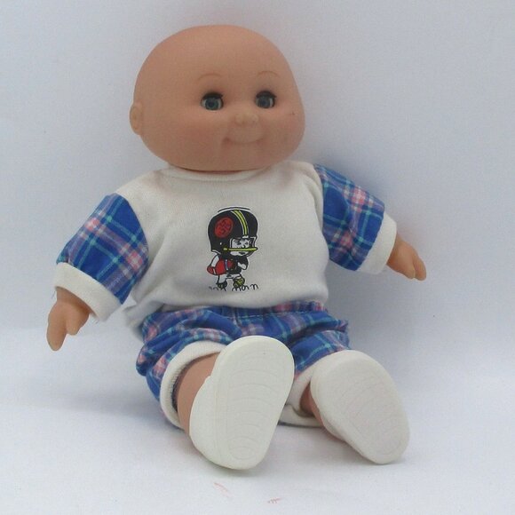 1980s Jesbi Cabbage Patch Style Doll With Blue Plaid OutfitWhite Shoes Awake Asl - Picture 4 of 6